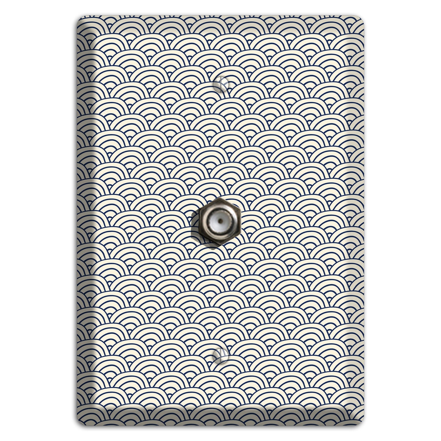 Beige Scallop Print Cable Wallplate