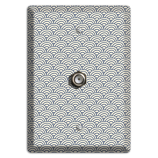 Beige Scallop Print Cable Wallplate