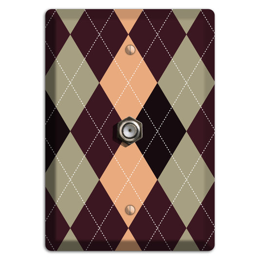 Beige and Brown Argyle Cable Wallplate