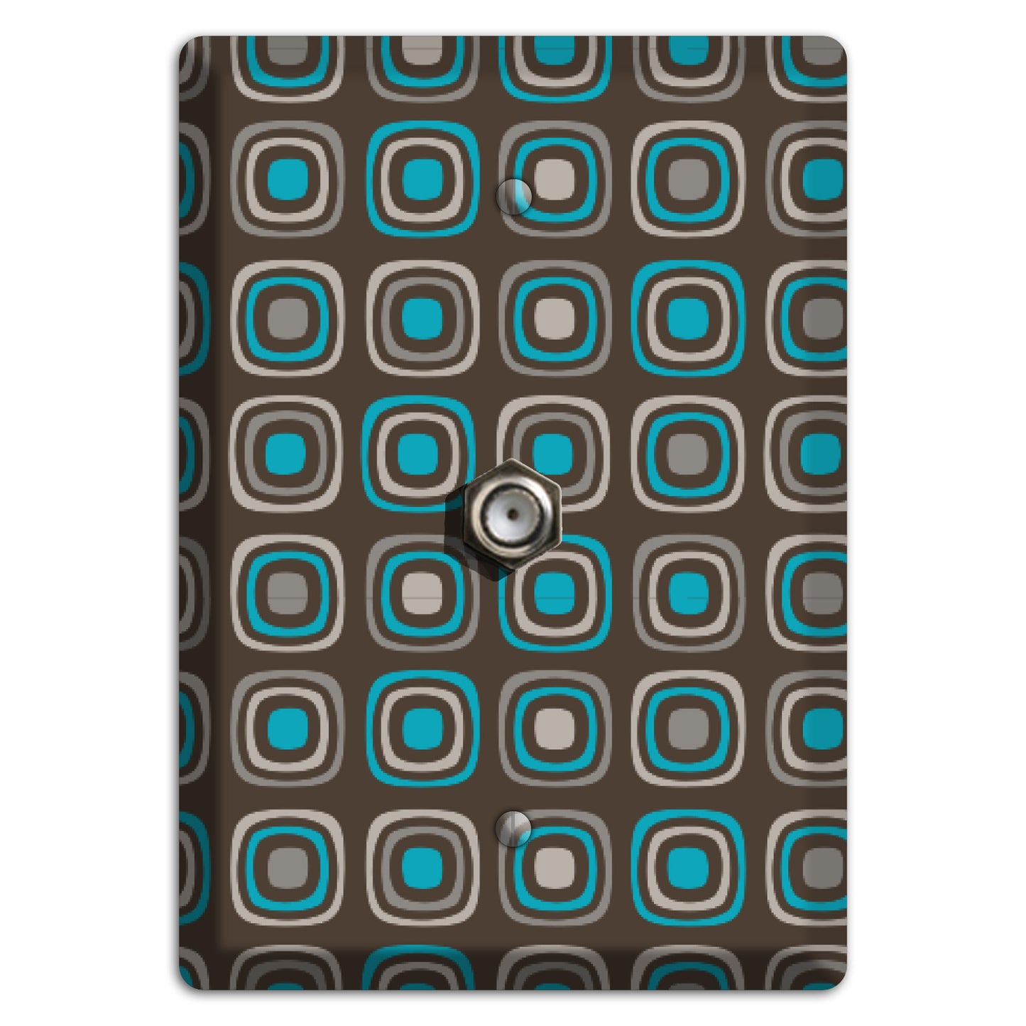 Brown and Blue Rounded Squares Cable Wallplate