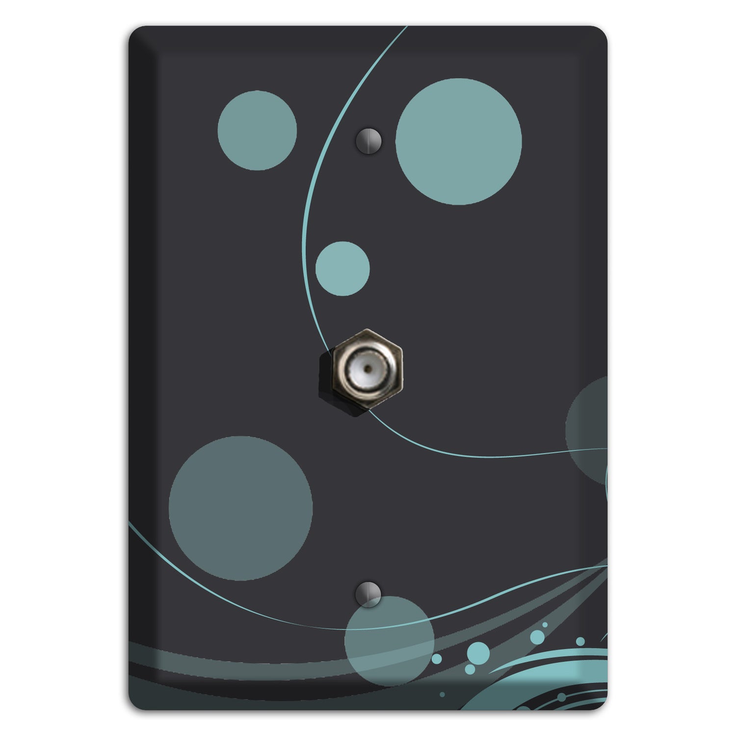 Dark Grey with Blue-grey Dots and Swirls Cable Wallplate