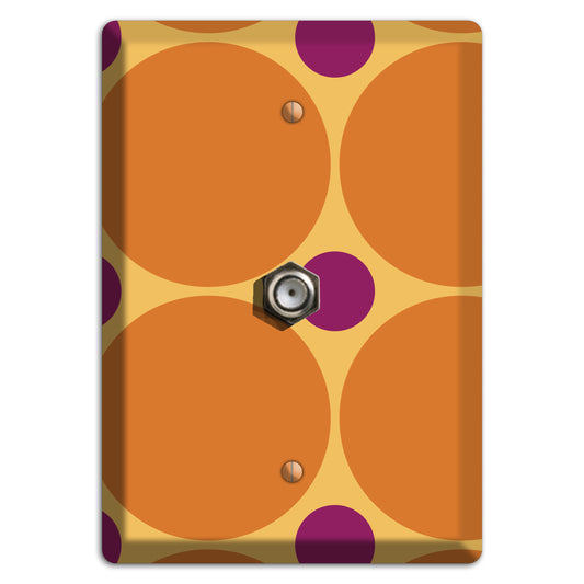 Orange with Umber and Plum Multi Tiled Large Dots Cable Wallplate