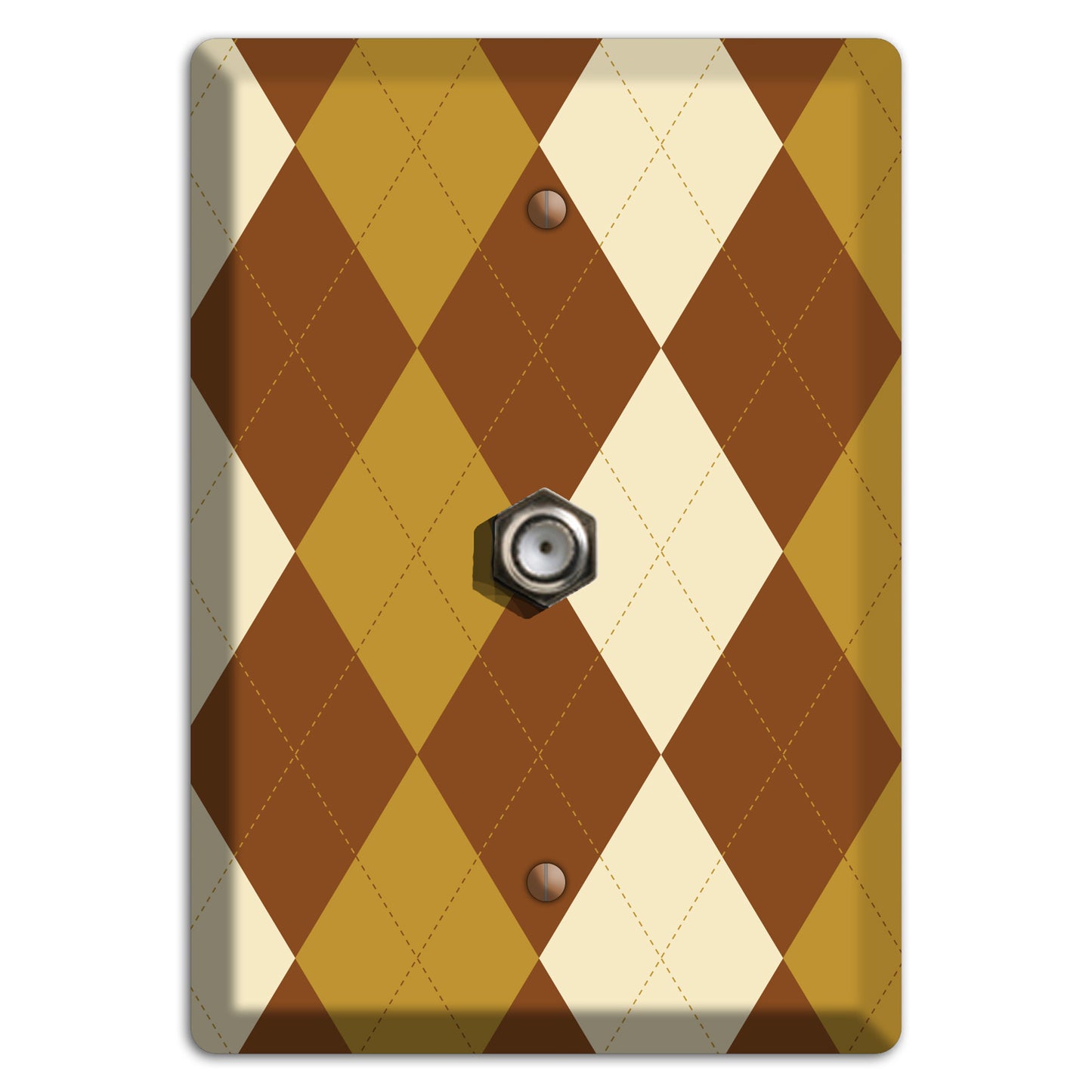 Multi Brown Argyle Cable Wallplate