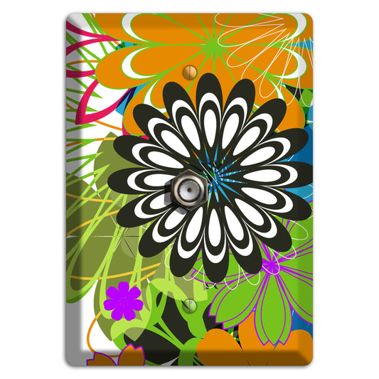 Multi Retro Flowers Cable Wallplate