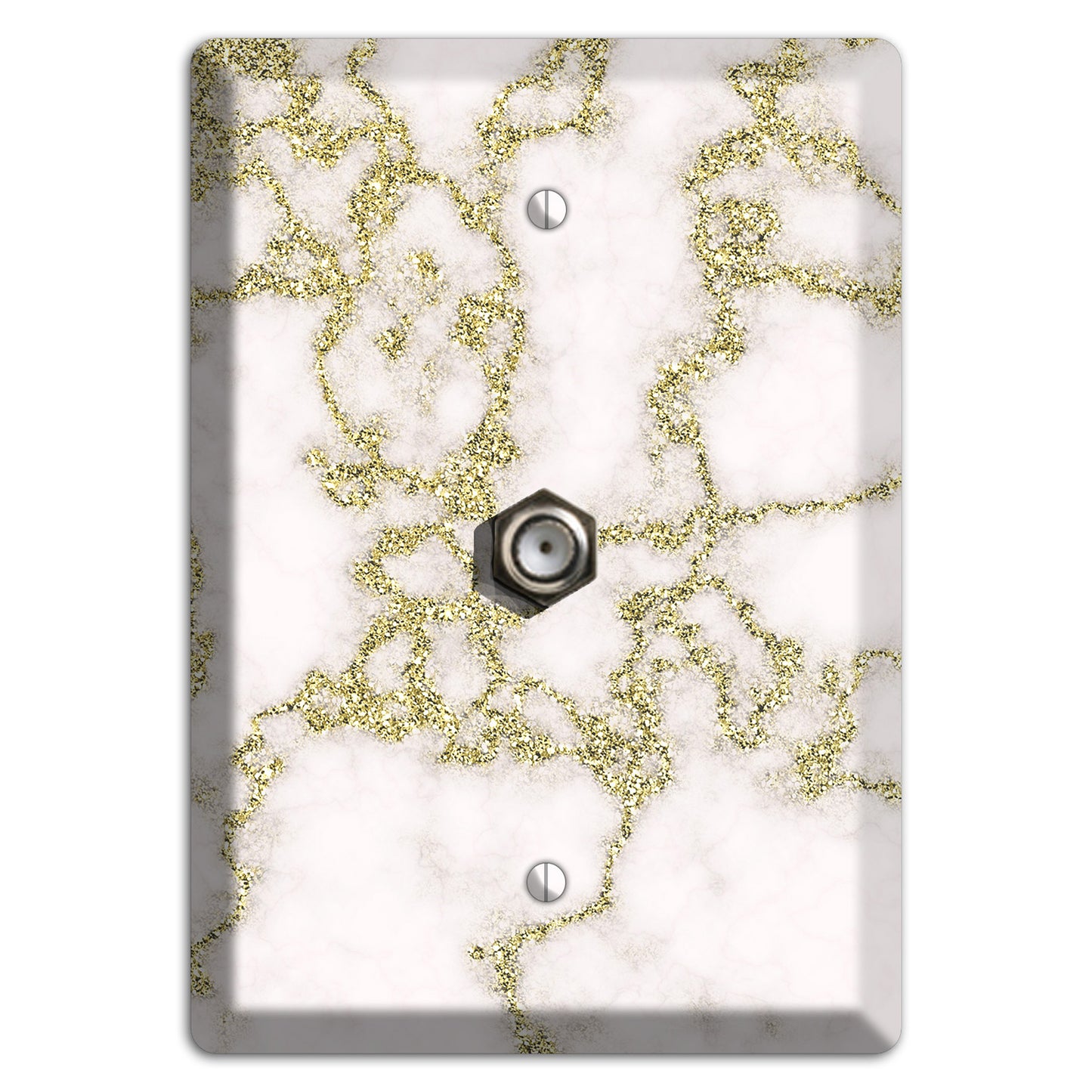 White and Gold Marble Shatter Cable Wallplate