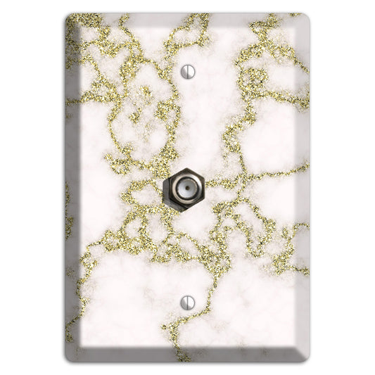 White and Gold Marble Shatter Cable Wallplate