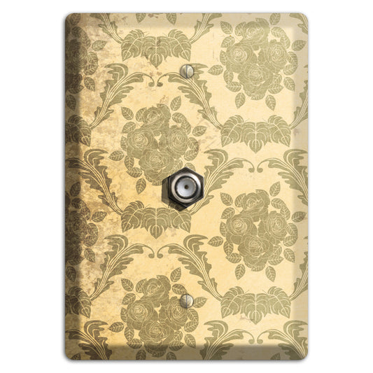 Straw Vintage Rose Damask Cable Wallplate