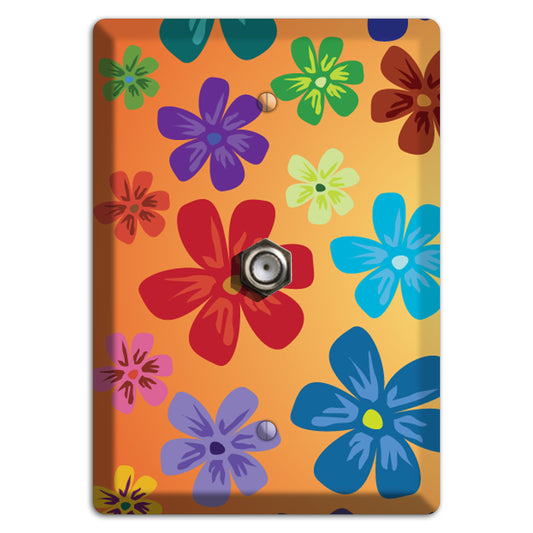 Brown Flowers Cable Wallplate