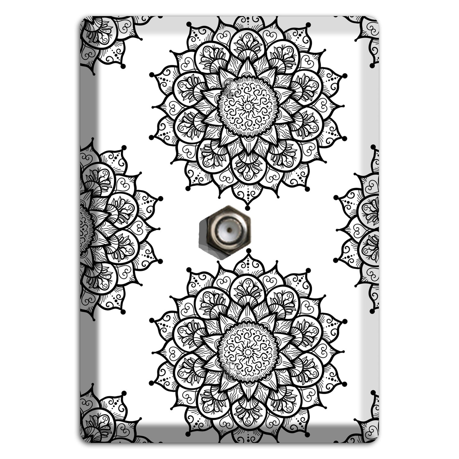 Mandala Black and White Style S Cover Plates Cable Wallplate