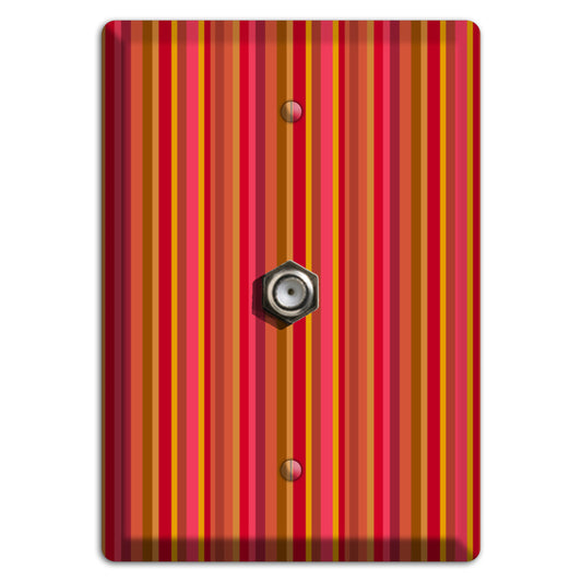 Multi Red Vertical Stripes Cable Wallplate