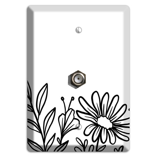 Hand-Drawn Floral 10 Cable Wallplate