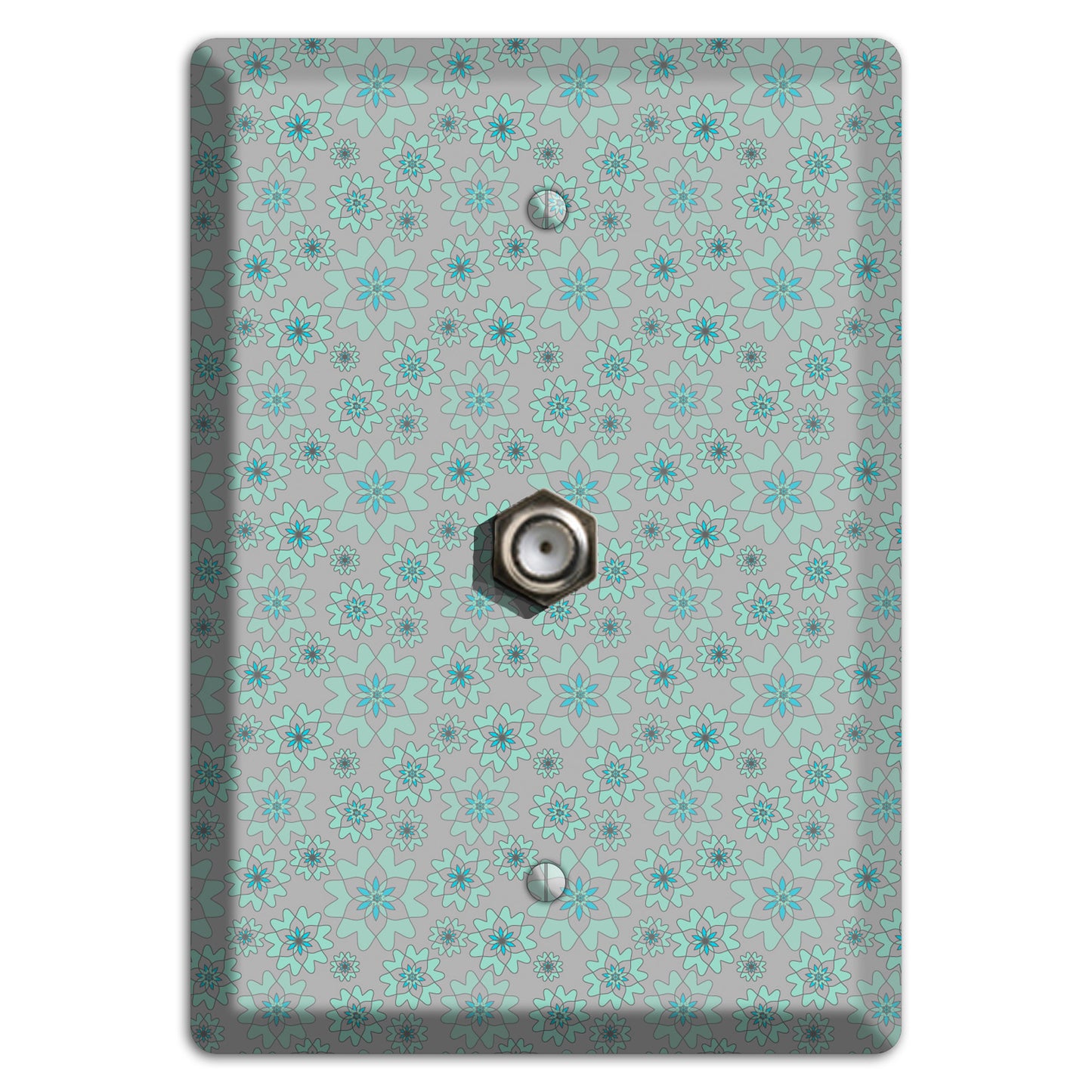 Grey with Tiny Aqua Retro Suzani Cable Wallplate