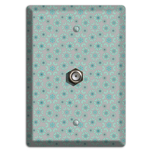 Grey with Tiny Aqua Retro Suzani Cable Wallplate