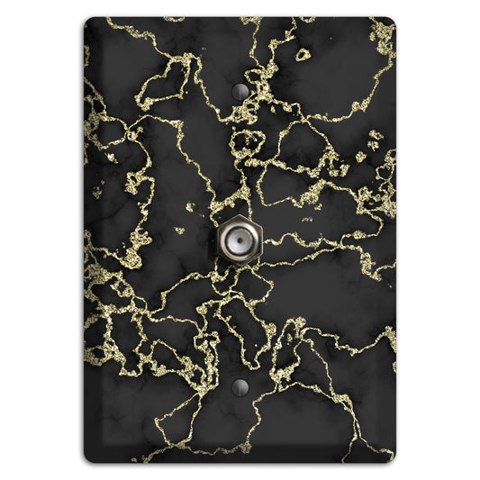 Black and Gold Marble Shatter Cable Wallplate