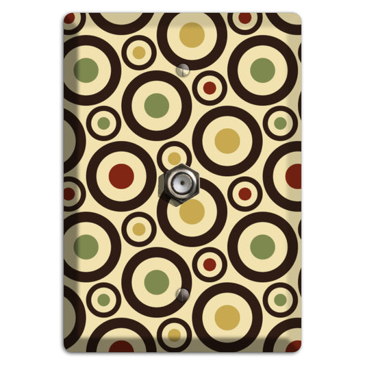 Beige with Olive Mustard Maroon Retro Bullseye Cable Wallplate