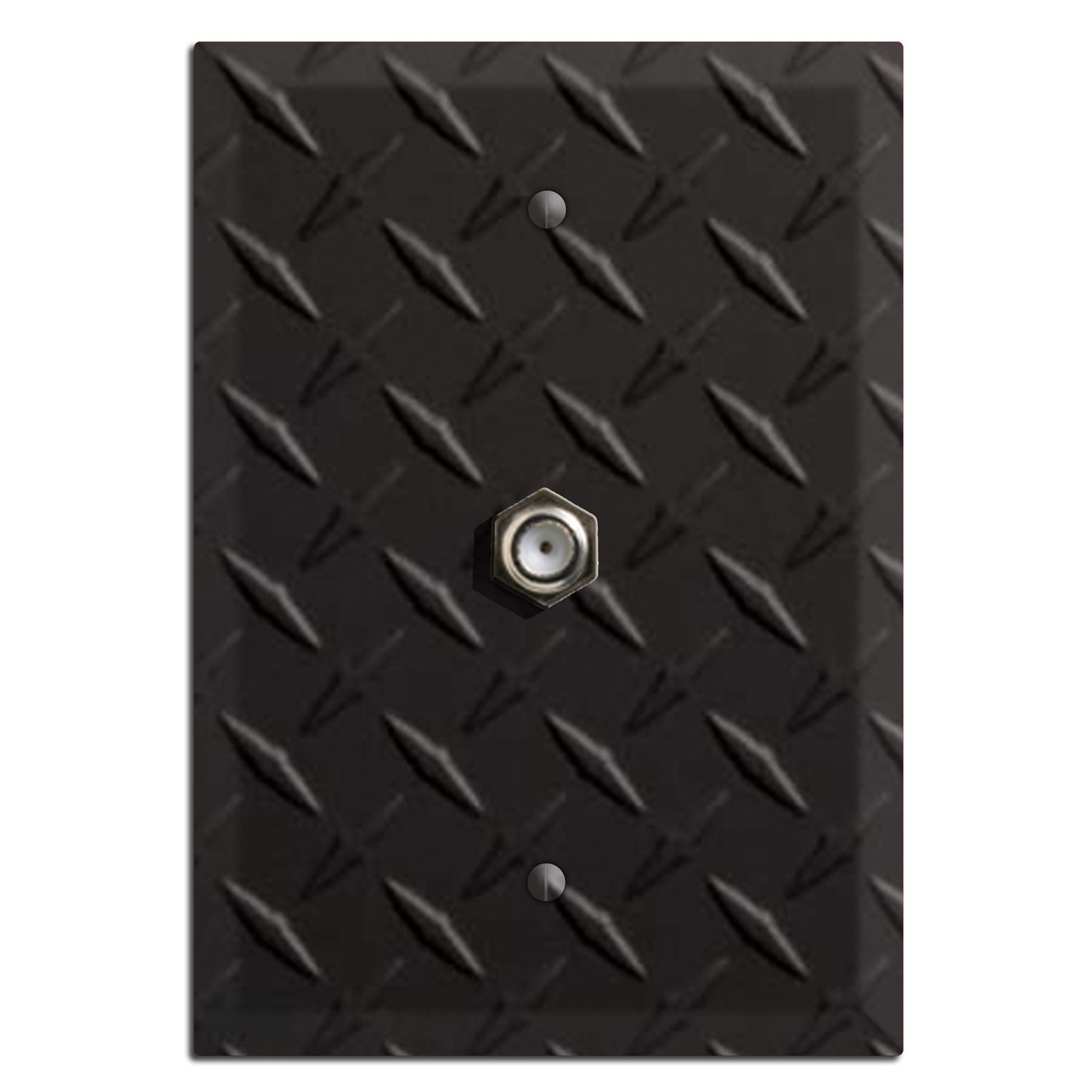 Diamond Tread Matte Black Cable Wallplate