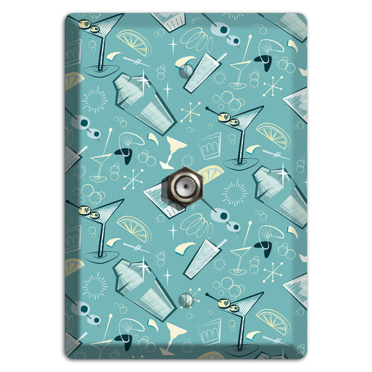 Retro Cocktails Teal Cable Wallplate