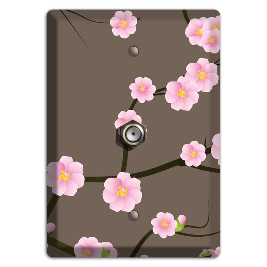 Pink and Brown Cherry Blossoms Cable Wallplate