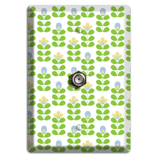 Green Deco Floral Half Drop Cable Wallplate