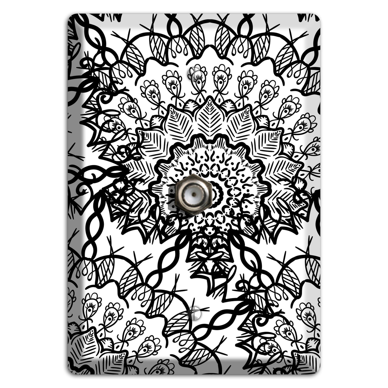 Mandala Black and White Style P Cover Plates Cable Wallplate