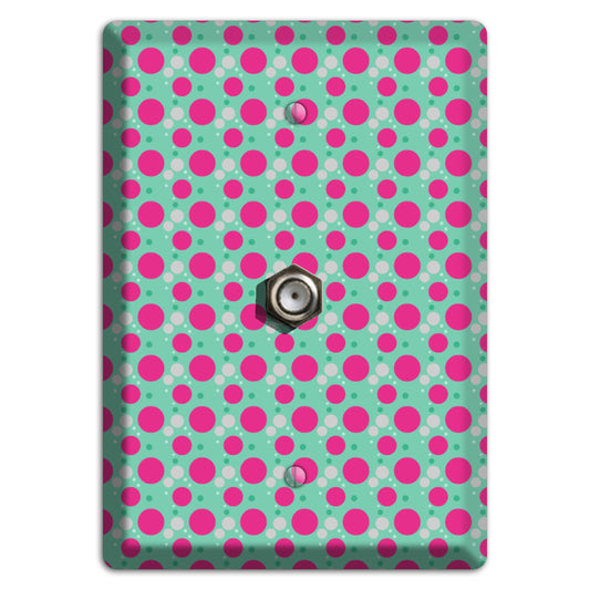 Aqua with Fuscia and Grey Small Dots Cable Wallplate