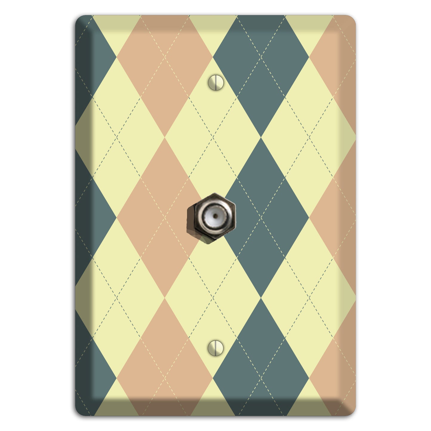 Yellow and Beige Argyle Cable Wallplate