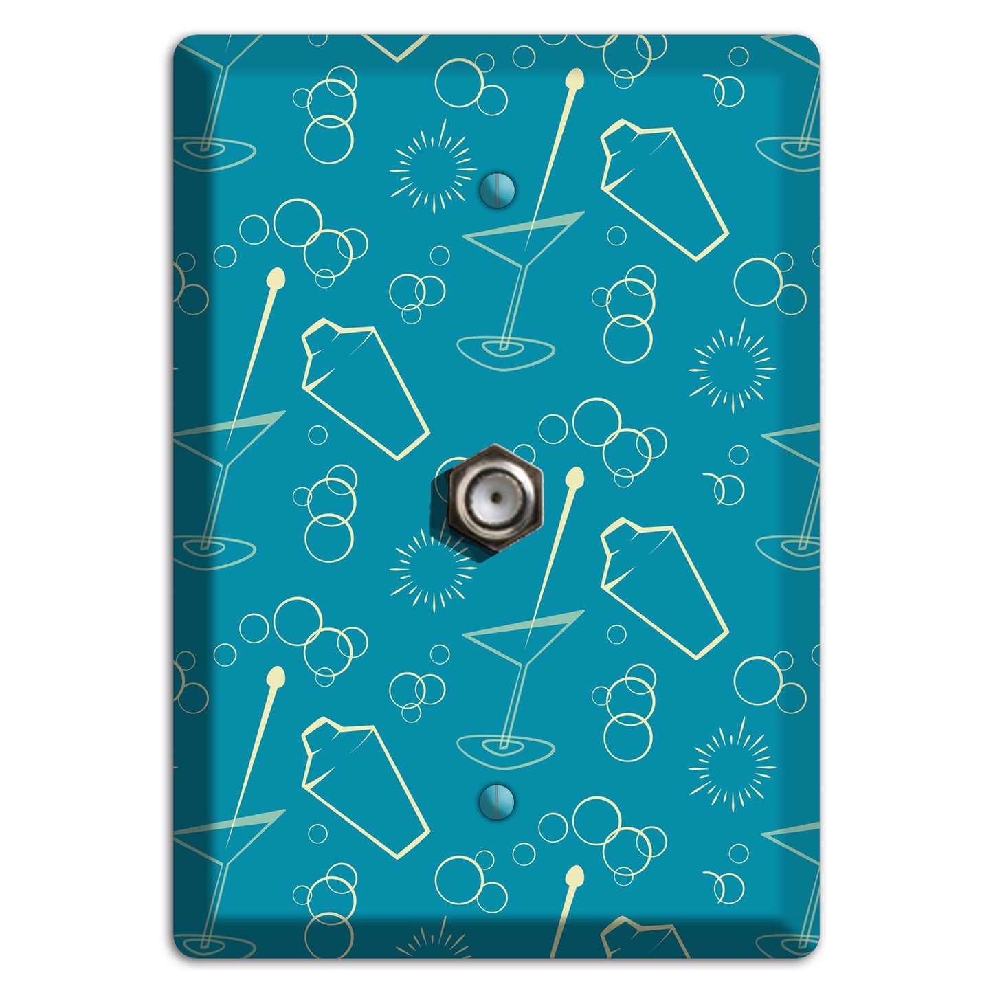 Teal Cocktail Hour Cable Wallplate