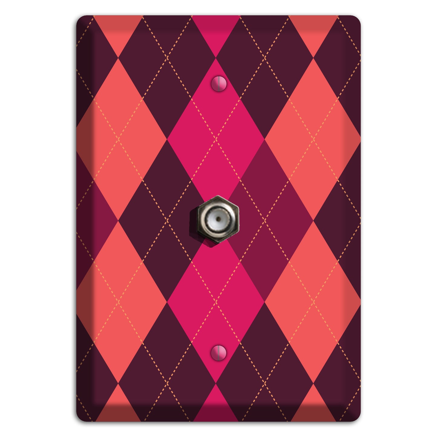 Orange and Pink Argyle Cable Wallplate