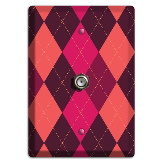 Orange and Pink Argyle Cable Wallplate