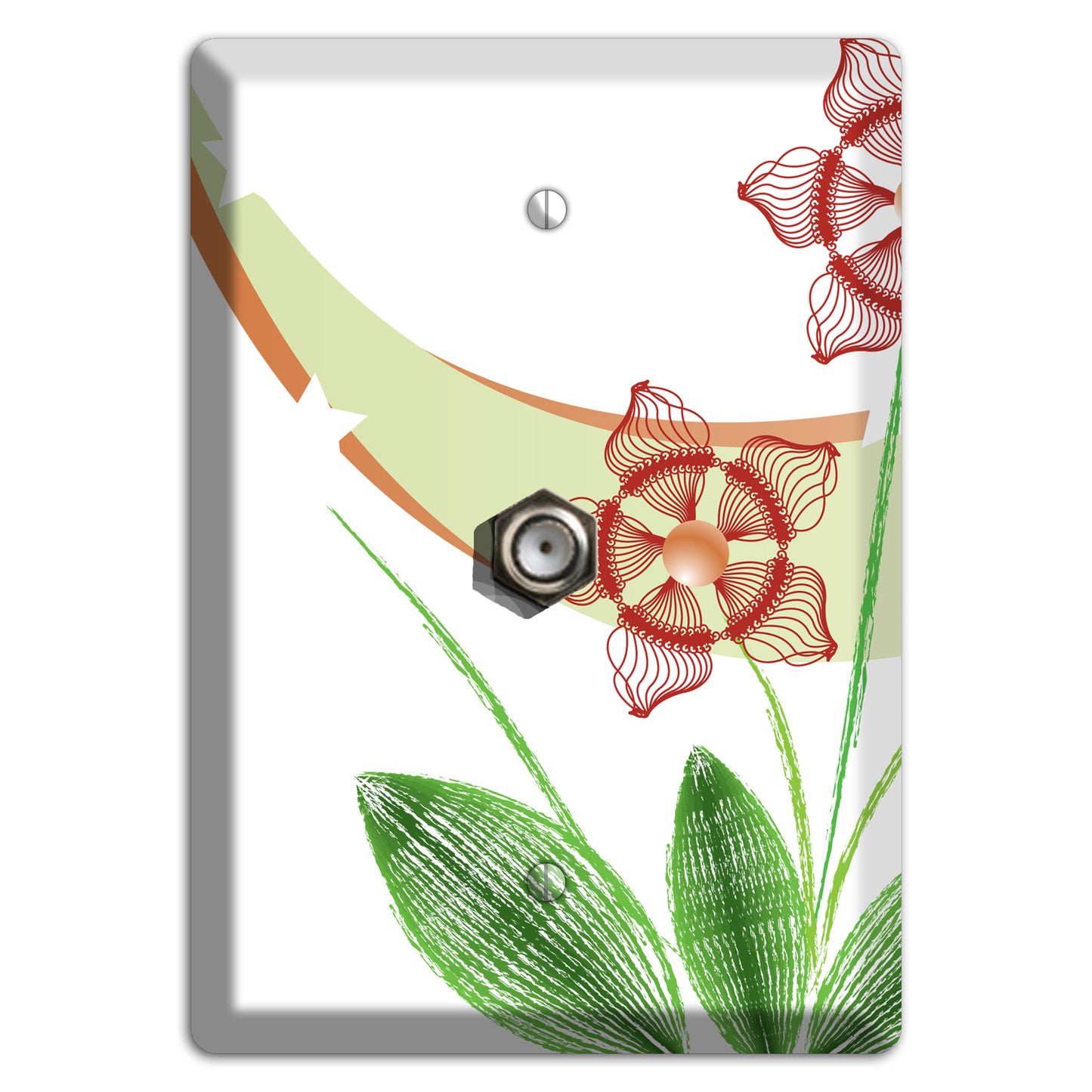 Green Abstract Flowers Cable Wallplate