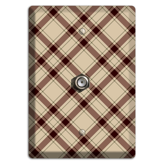 Beige and Brown Plaid Cable Wallplate