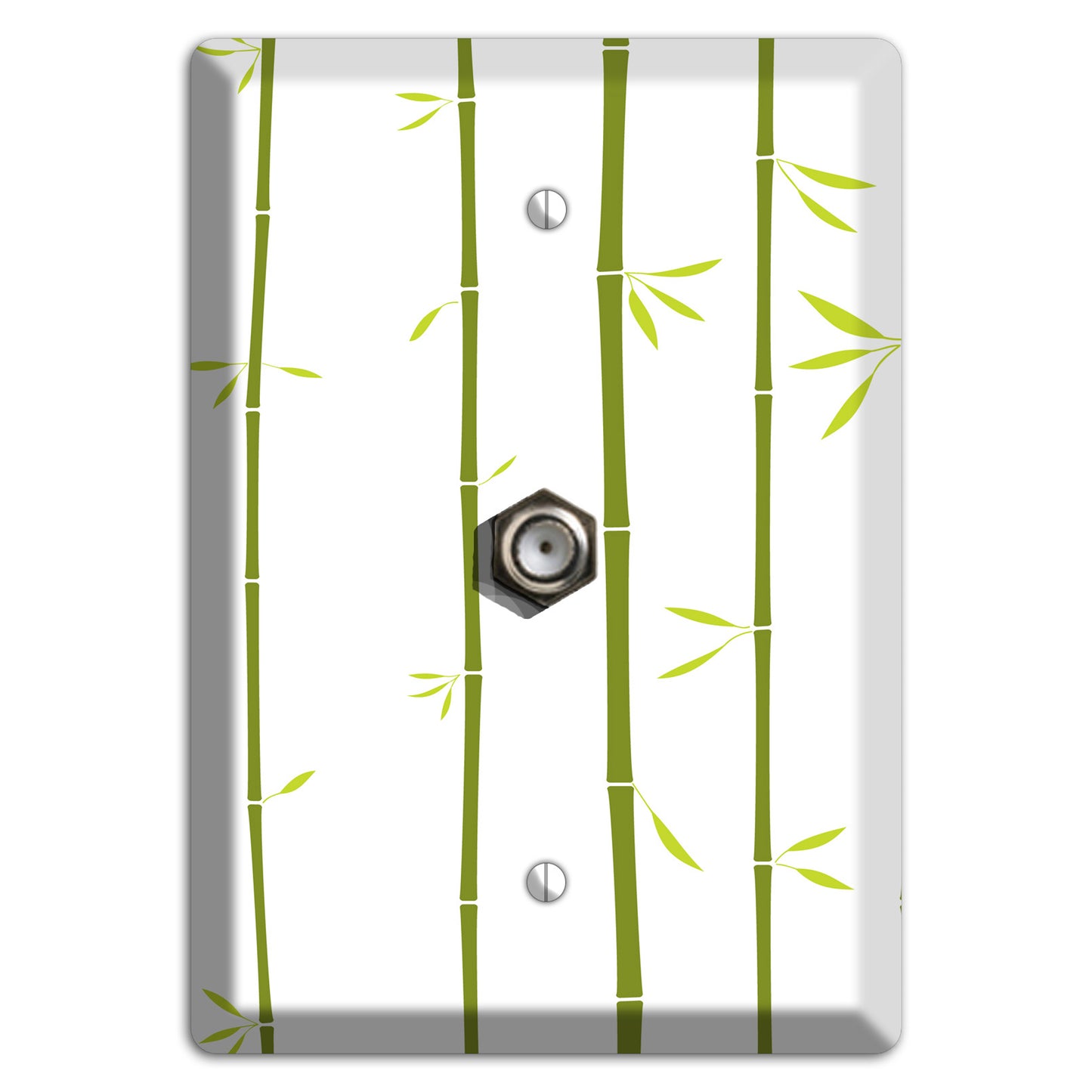 Green And White Bamboo Cable Wallplate