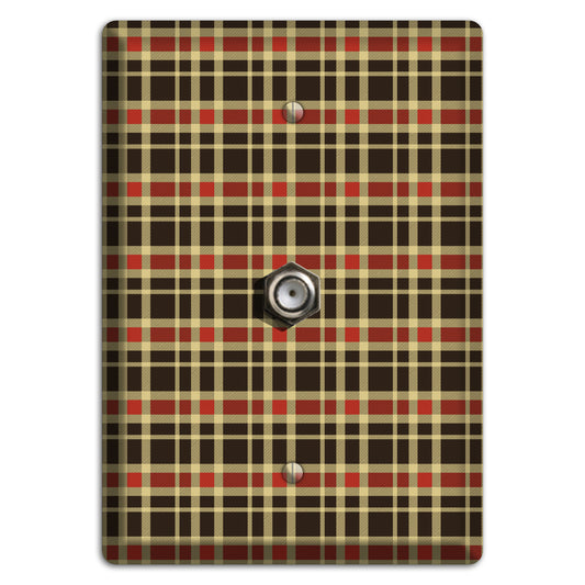 Maroon and Black Plaid Cable Wallplate