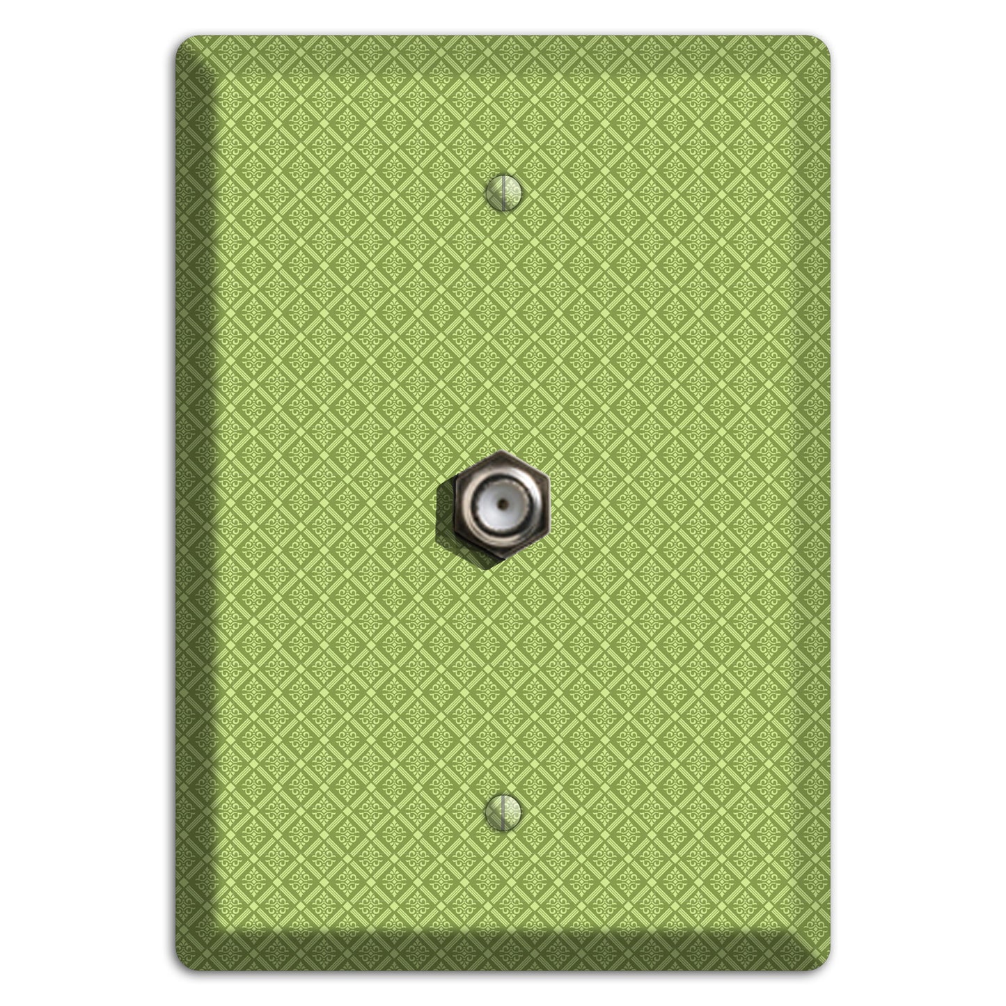 Small Green Damask Diamonds Cable Wallplate