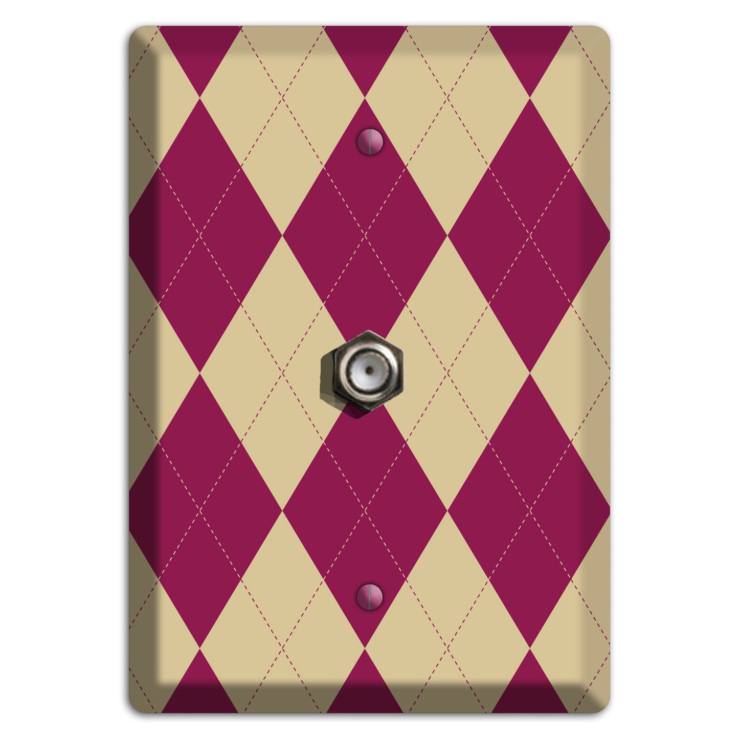 Red and Tan Argyle Cable Wallplate