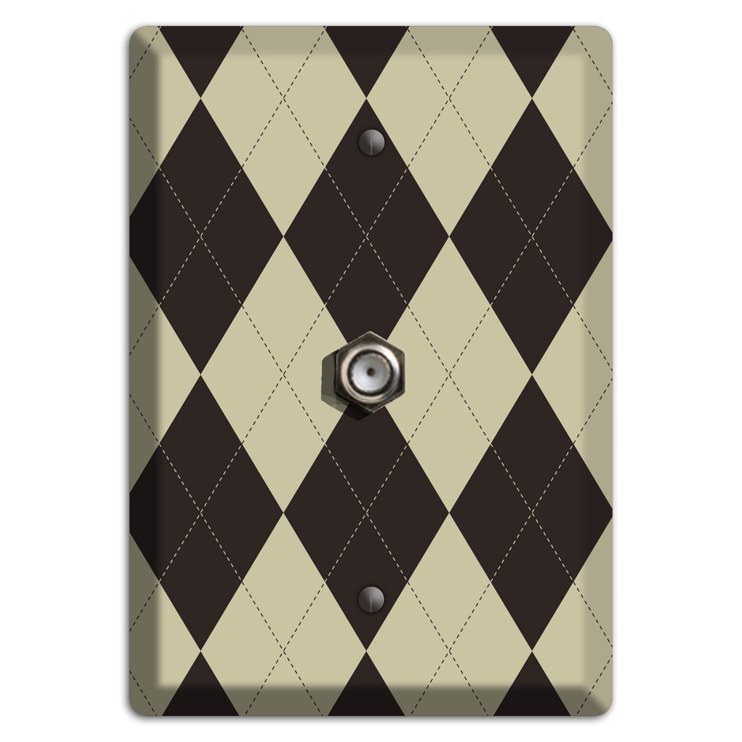 Beige and Black Argyle Cable Wallplate