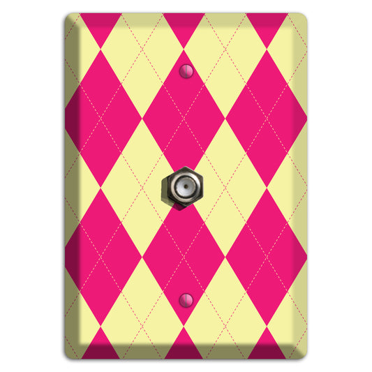 Pink and Yellow Argyle Cable Wallplate