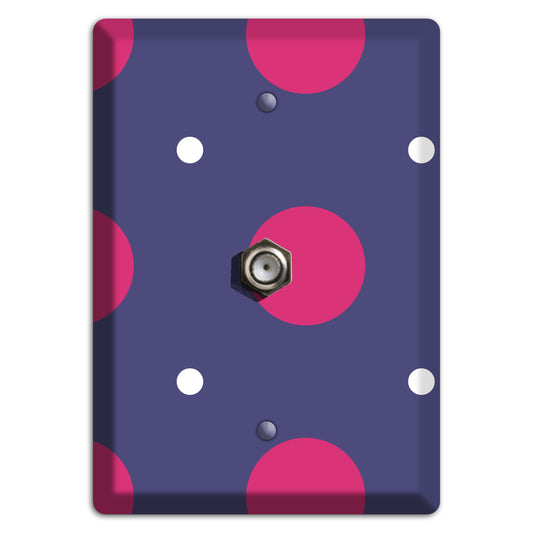 Purple with Purple and White Multi Tiled Medium Dots Cable Wallplate