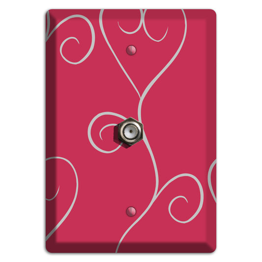 Fuschia Scroll Heart Cable Wallplate