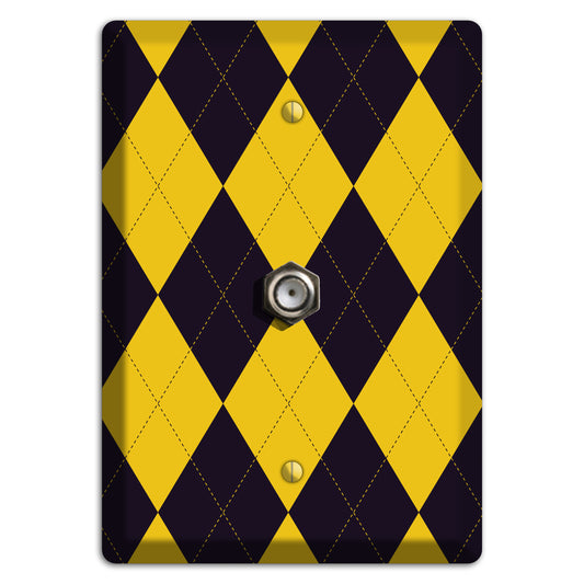 Yellow and Dark Purple Argyle Cable Wallplate