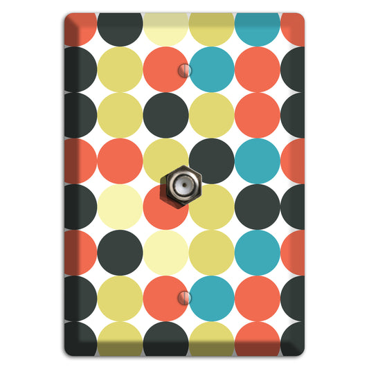 Coral Black Yellow Olive Blue Aqua Tiled Dots Cable Wallplate