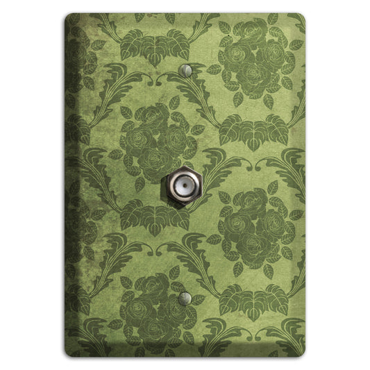 Green Smoke Vintage Rose Damask Cable Wallplate