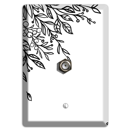 Hand-Drawn Floral 4 Cable Wallplate