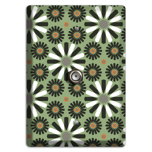 Olive with Scandinavian Floral Cable Wallplate