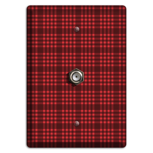 Maroon Plaid Cable Wallplate