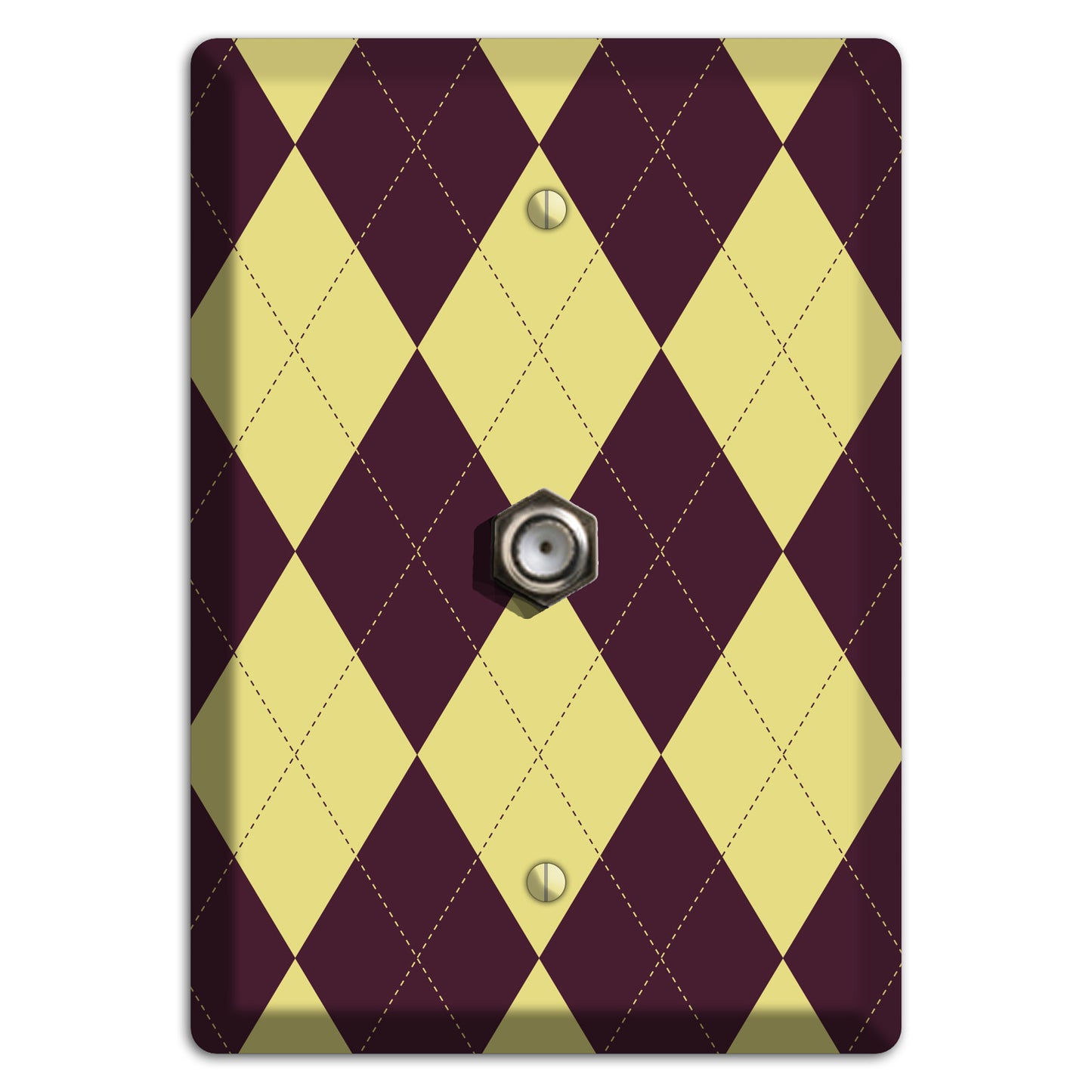 Yellow and Dark Maroon Argyle Cable Wallplate