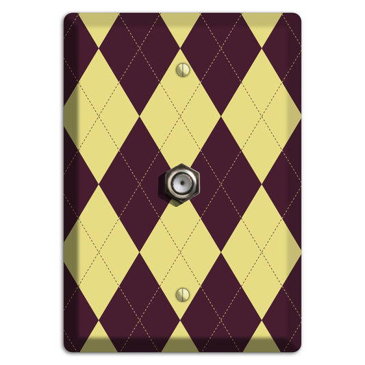 Yellow and Dark Maroon Argyle Cable Wallplate