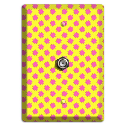 Yellow with Pink Burst Cable Wallplate