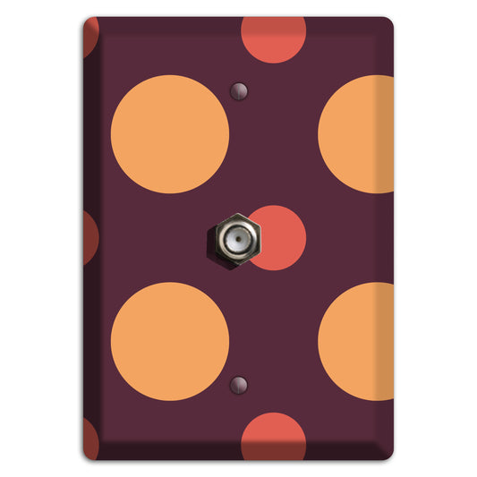 Eggplant with Multi Coral Multi Medium Polka Dots Cable Wallplate