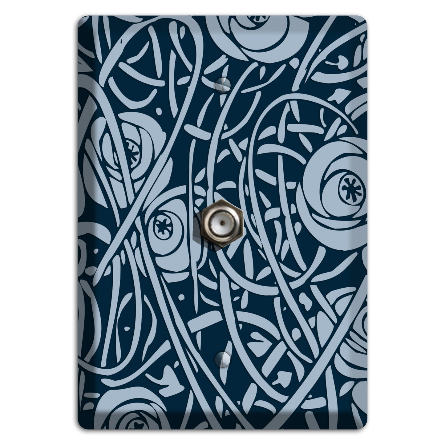 Navy Abstract Floral Cable Wallplate